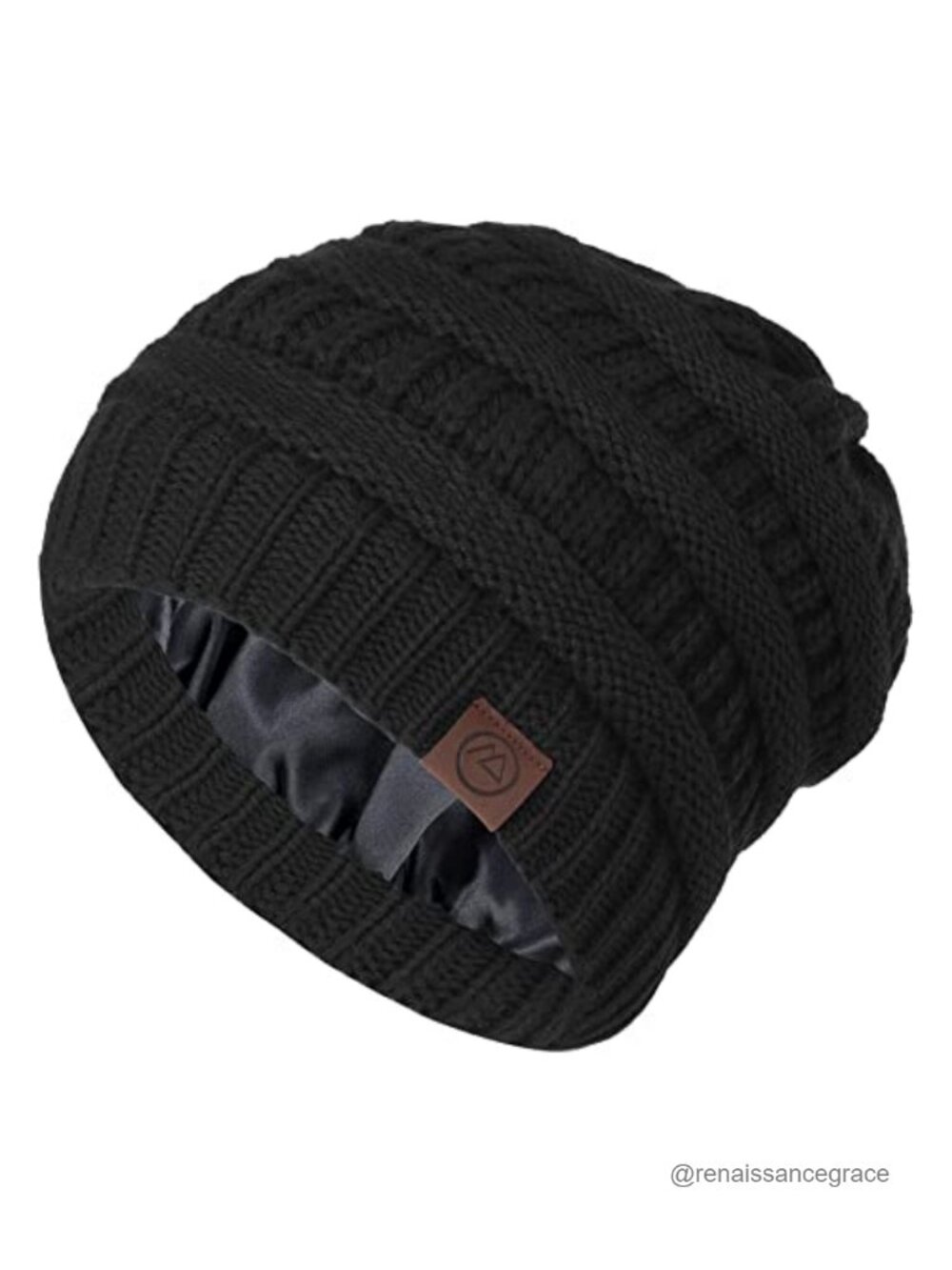 Satin Lined Beanie for Women Men - Slouchy Winter Warm Knit Skull Cap